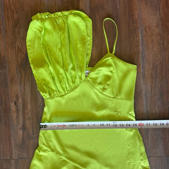 The Drop silky lime green Asymmetric Hem Dress XS slip dress semi formal dance - Picture 10 of 16